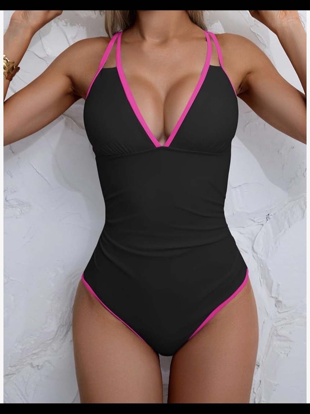 B2prity V Neck One Piece Swimsuit #1333